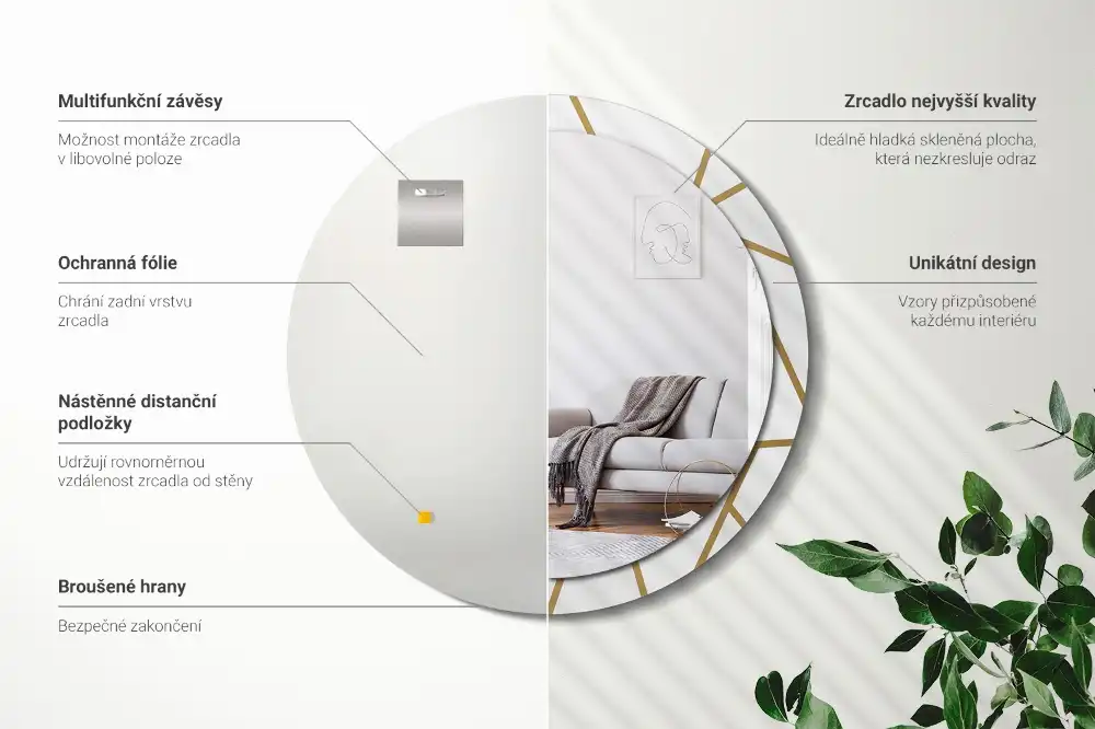 Specchio circolare stampato Composizione lineare