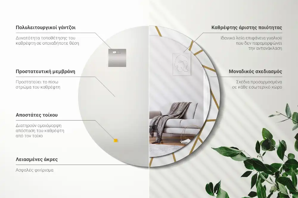 Specchio circolare stampato Composizione lineare