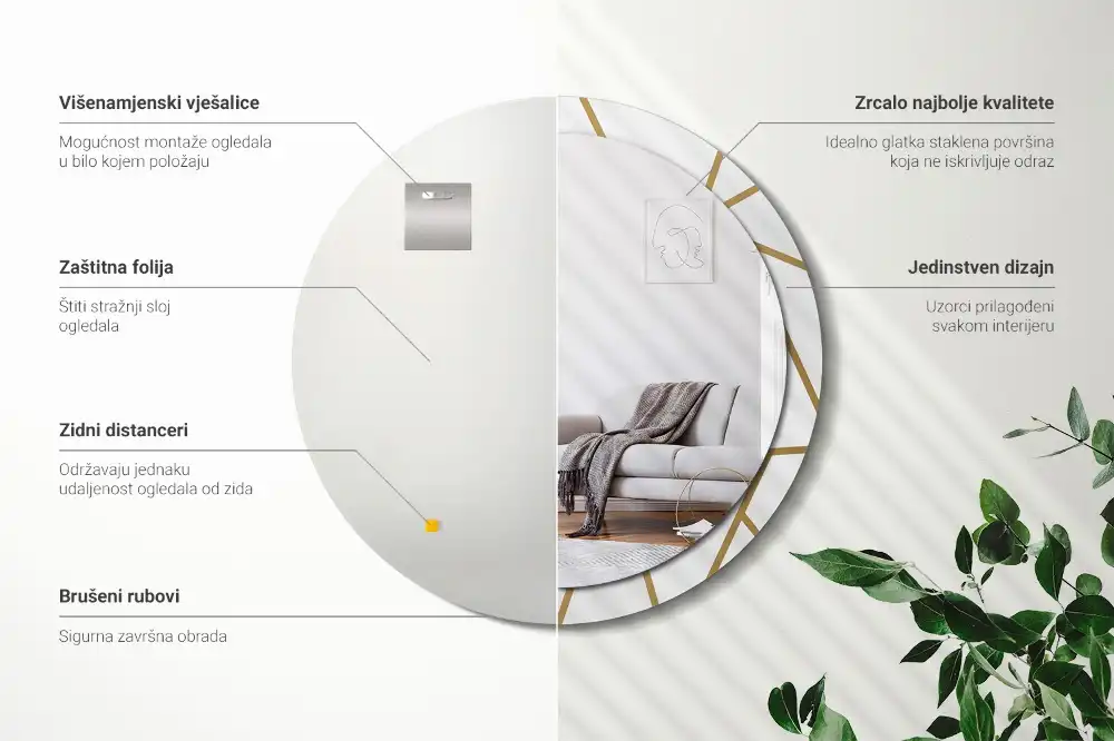 Specchio circolare stampato Composizione lineare