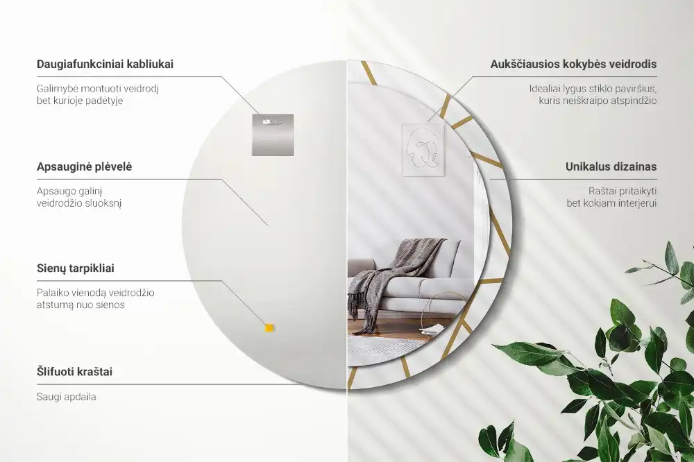 Specchio circolare stampato Composizione lineare