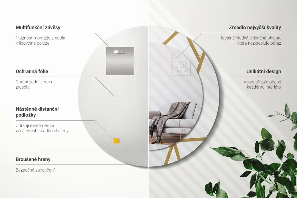 Specchio circolare stampato Composizione lineare