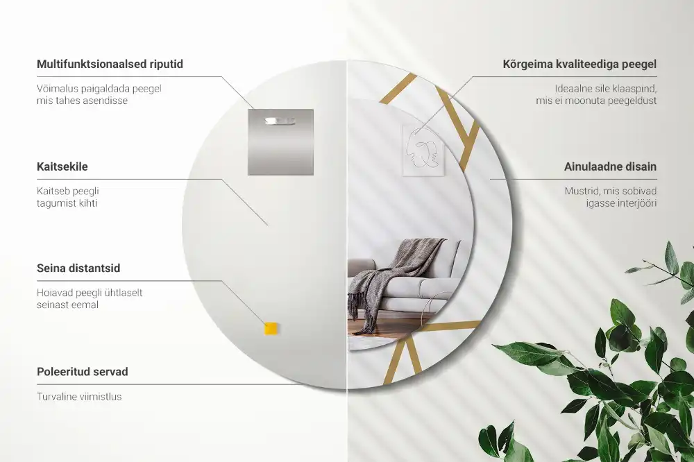 Specchio circolare stampato Composizione lineare