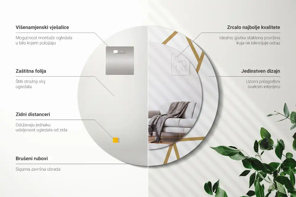 Specchio circolare stampato Composizione lineare