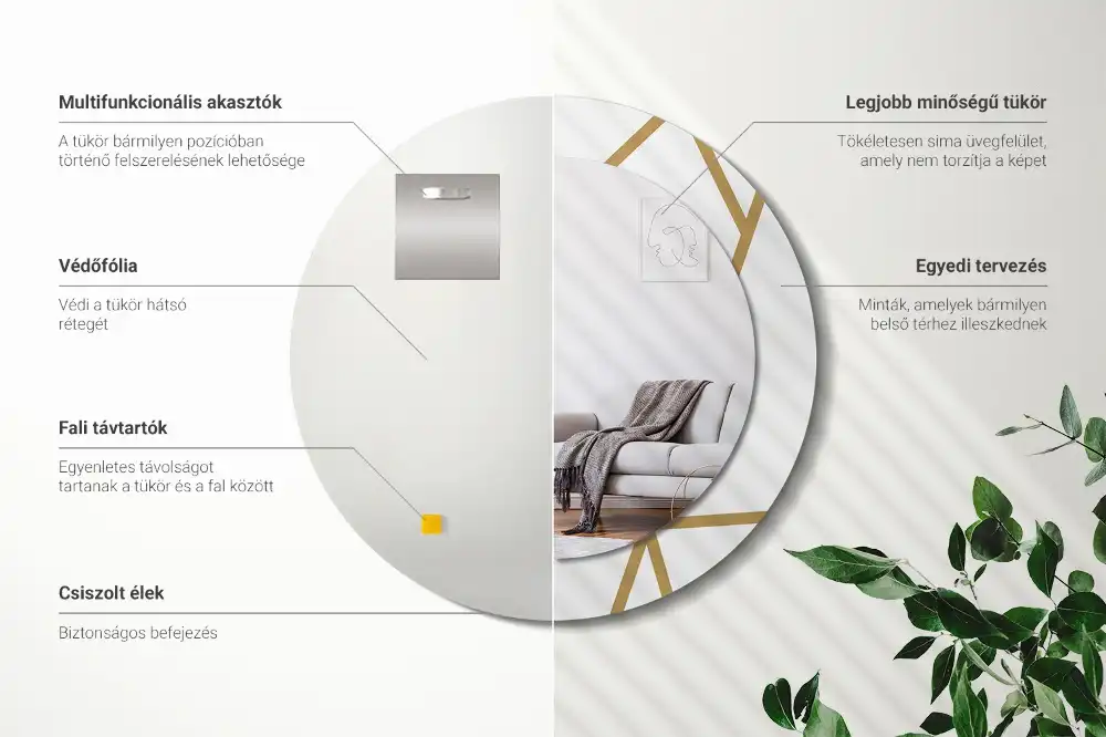 Specchio circolare stampato Composizione lineare