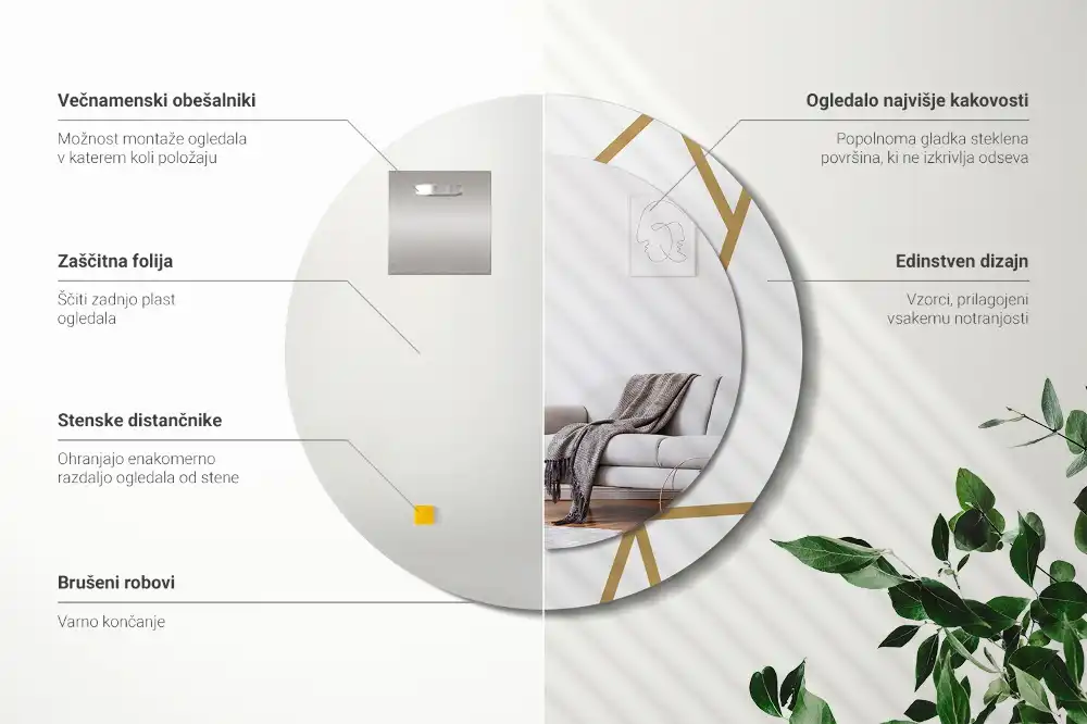 Specchio circolare stampato Composizione lineare