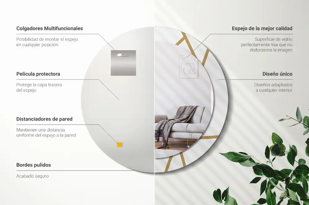 Specchio circolare stampato Composizione lineare