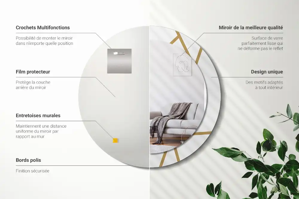 Specchio circolare stampato Composizione lineare