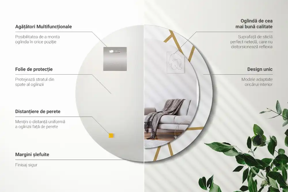 Specchio circolare stampato Composizione lineare