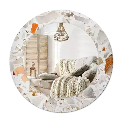 Specchio rotondo con cornice stampata Stile terrazzo