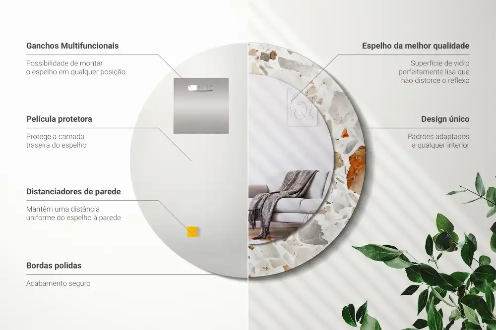 Specchio rotondo con cornice stampata Stile terrazzo