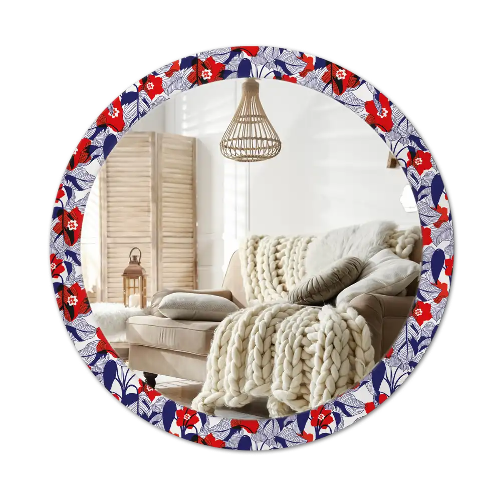 Specchio circolare decoro Filodendri