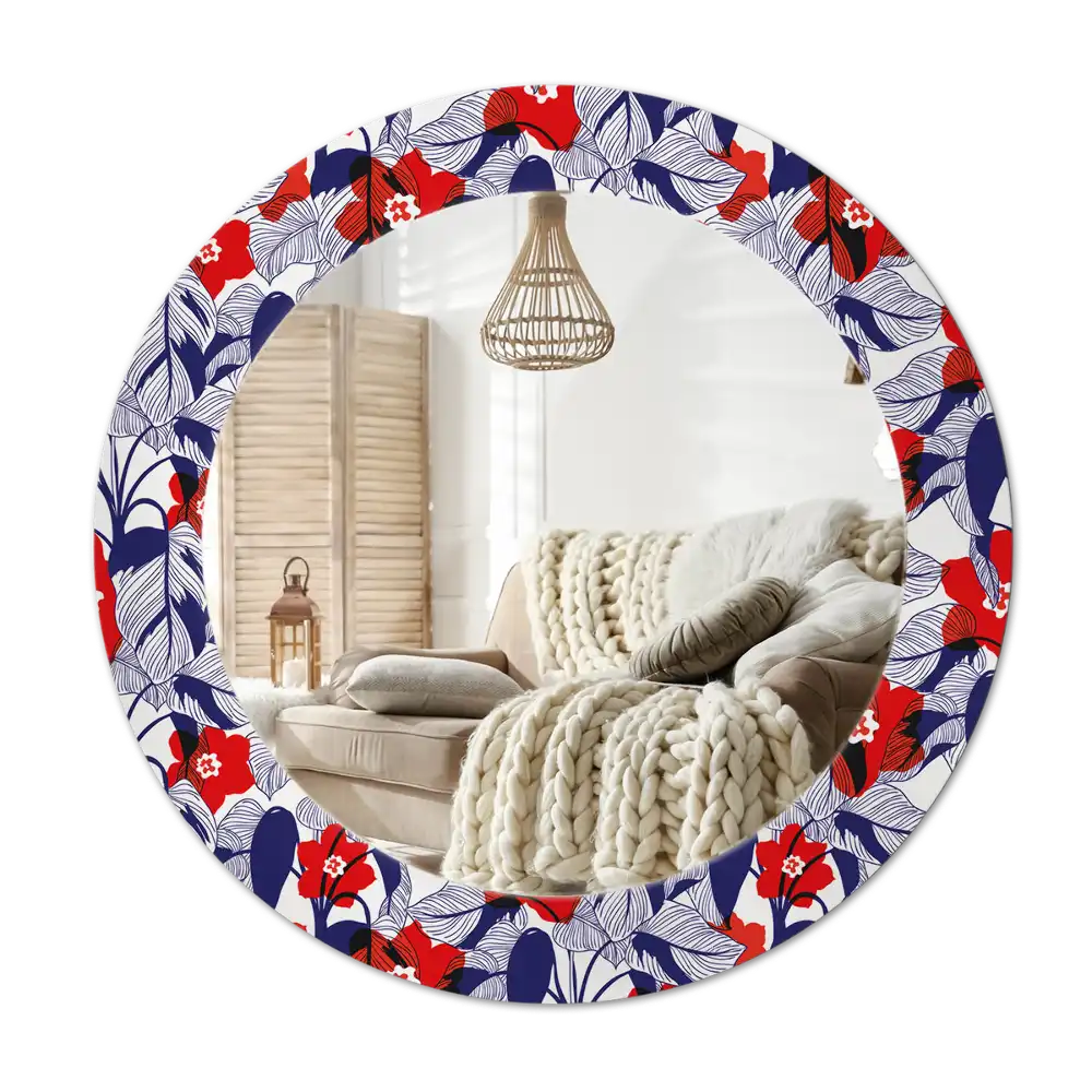 Specchio circolare decoro Filodendri