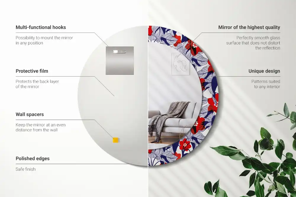 Specchio circolare decoro Filodendri