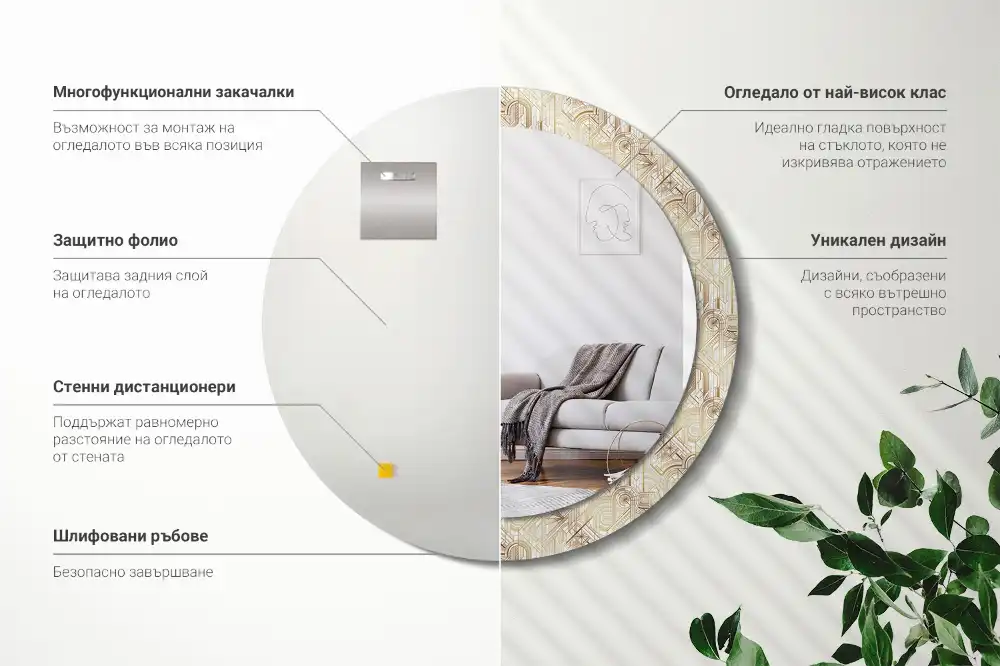 Specchio circolare stampato Composizione art déco