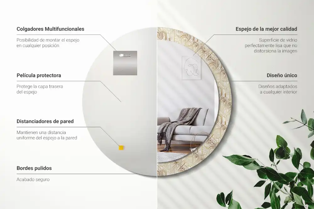 Specchio circolare stampato Composizione art déco