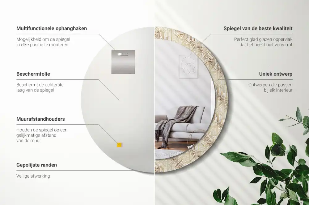 Specchio circolare stampato Composizione art déco