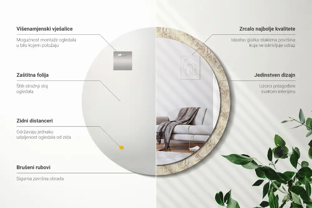 Specchio circolare stampato Composizione art déco