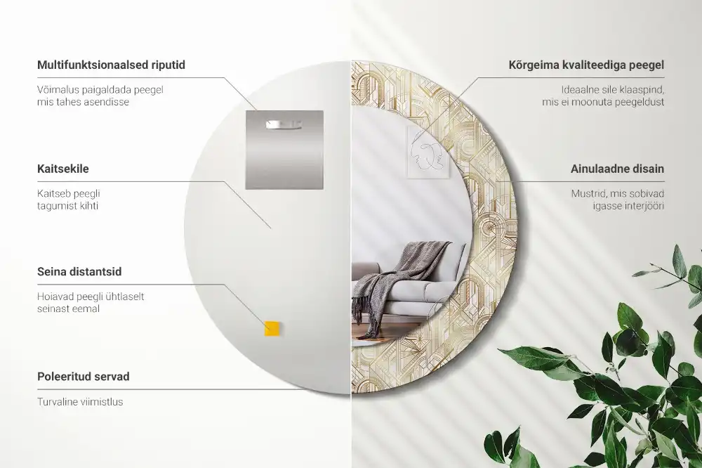 Specchio circolare stampato Composizione art déco