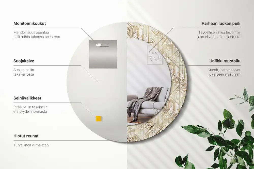 Specchio circolare stampato Composizione art déco