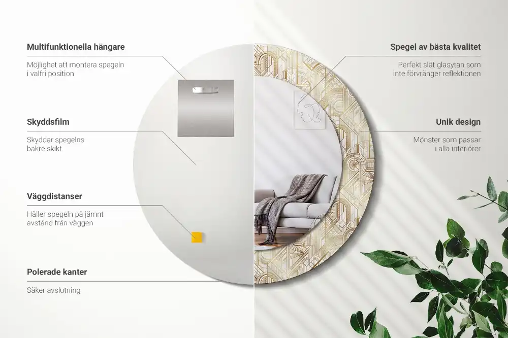 Specchio circolare stampato Composizione art déco