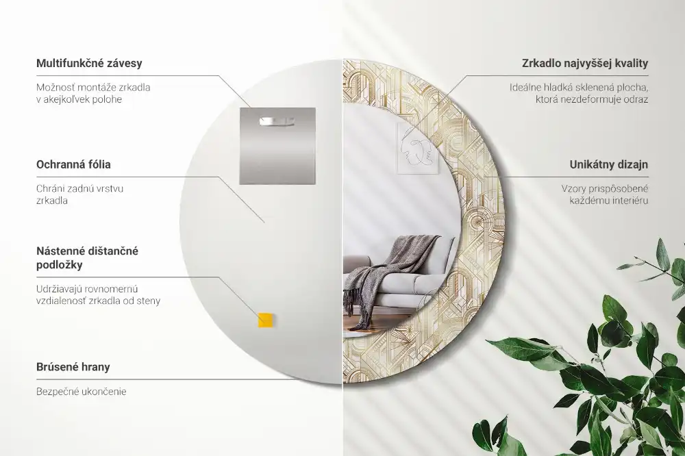 Specchio circolare stampato Composizione art déco