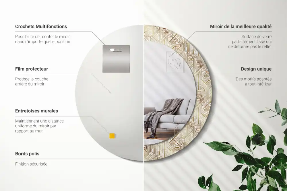 Specchio circolare stampato Composizione art déco