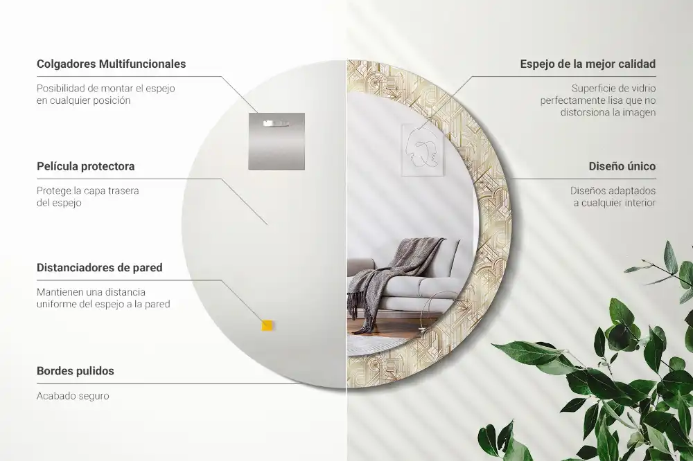 Specchio circolare stampato Composizione art déco