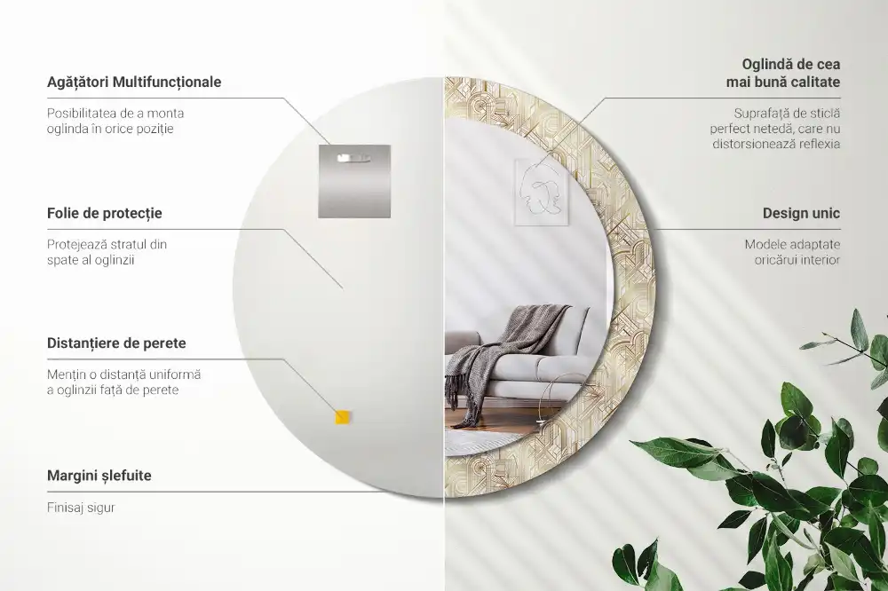 Specchio circolare stampato Composizione art déco