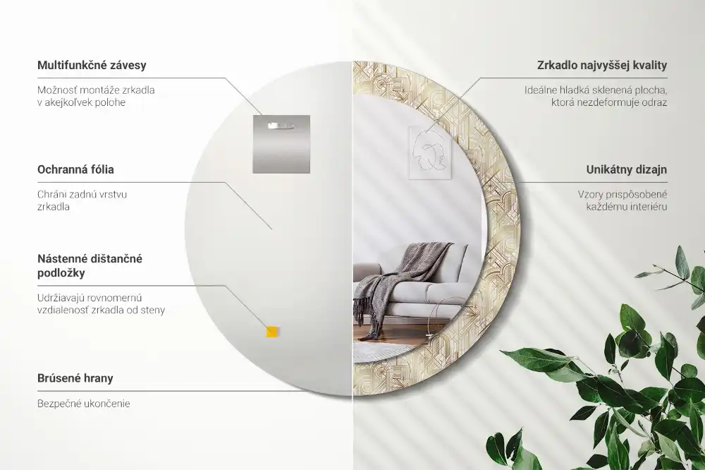 Specchio circolare stampato Composizione art déco