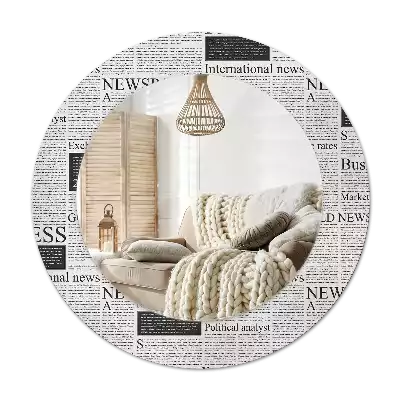 Specchio rotondo con cornice stampata Giornali