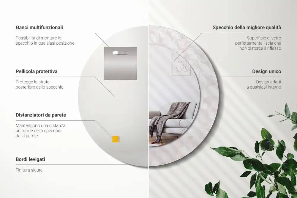 Specchio circolare decoro Trama rococò