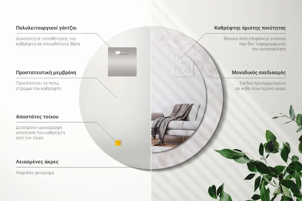 Specchio circolare decoro Trama rococò