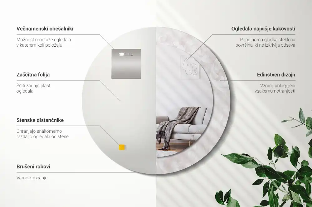 Specchio circolare decoro Trama rococò