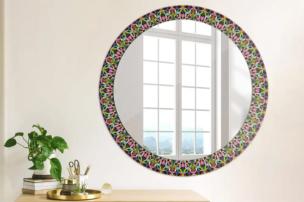 Specchio circolare stampato Modello Mandala