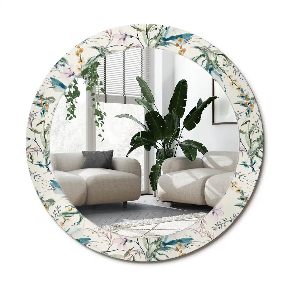 Specchio circolare decoro Fiori ad acquerello