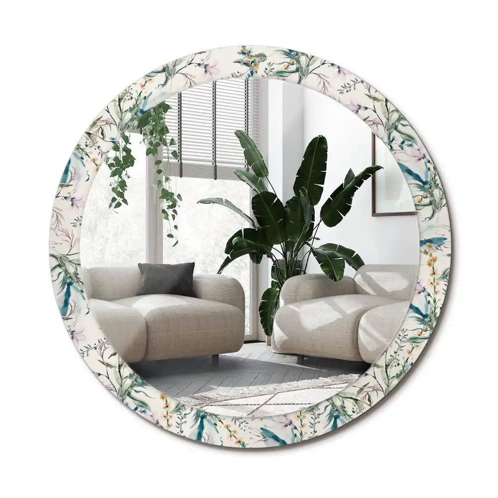 Specchio circolare decoro Fiori ad acquerello