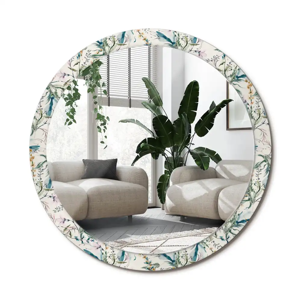 Specchio circolare decoro Fiori ad acquerello