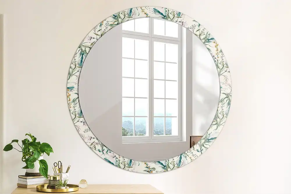 Specchio circolare decoro Fiori ad acquerello