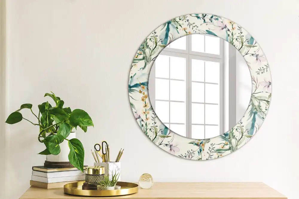 Specchio circolare decoro Fiori ad acquerello