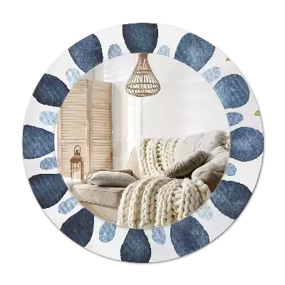 Specchio rotondo con cornice stampata Mandala della luna