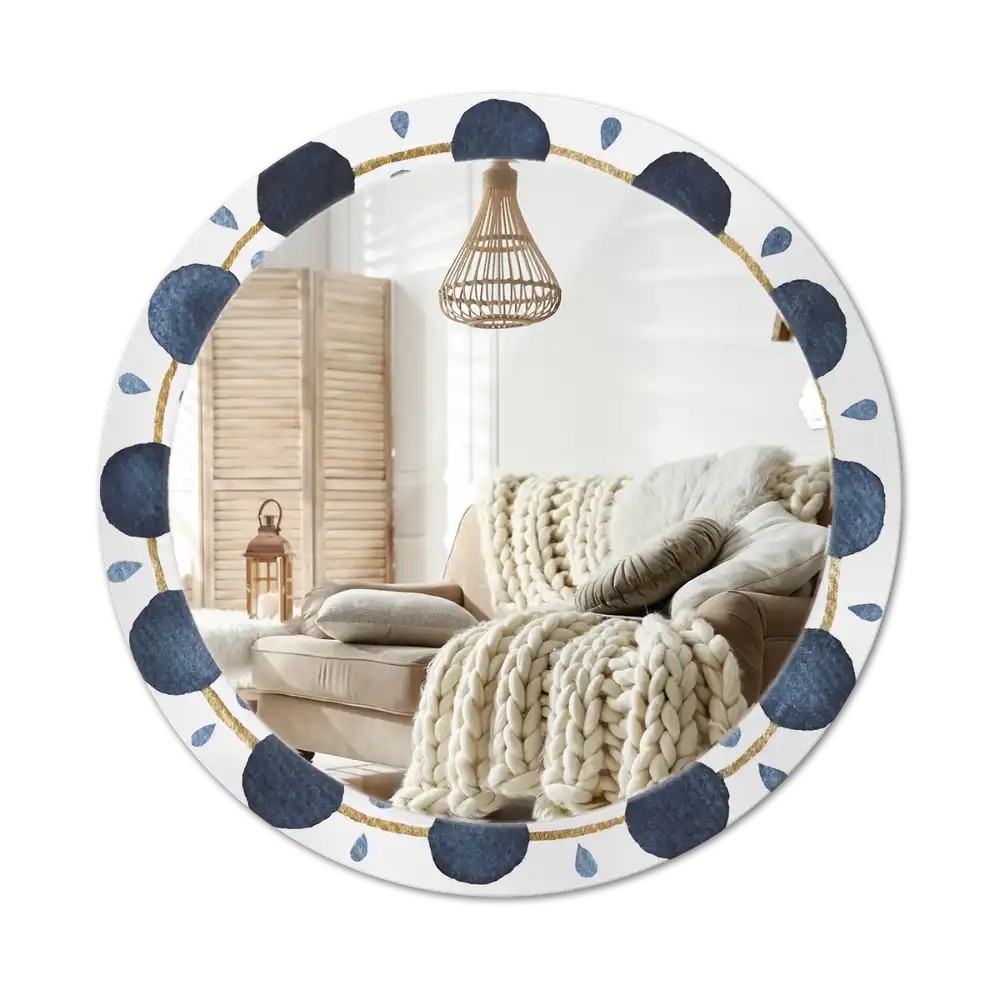 Specchio rotondo con cornice stampata Mandala della luna