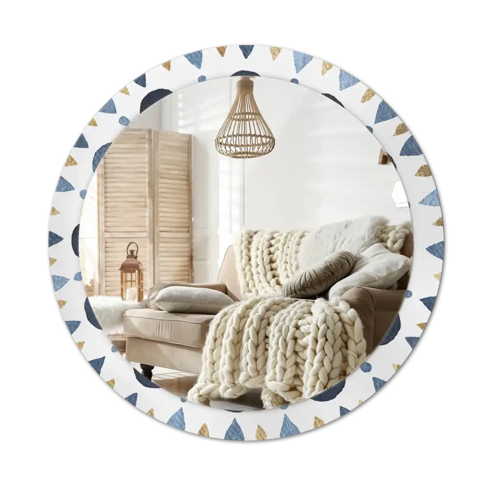 Specchio rotondo con cornice stampata Mandala della luna