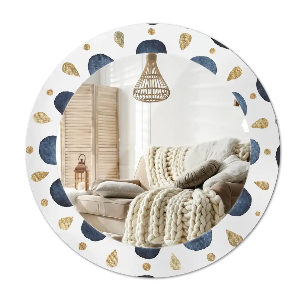 Specchio rotondo con cornice stampata Mandala della luna