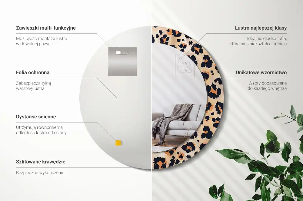 Specchio circolare decoro Motivo maculato