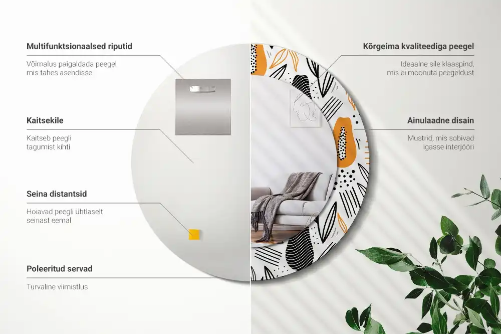 Specchio circolare stampato Papaya