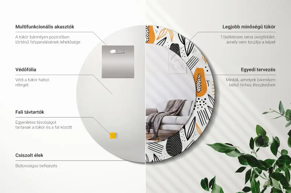 Specchio circolare stampato Papaya