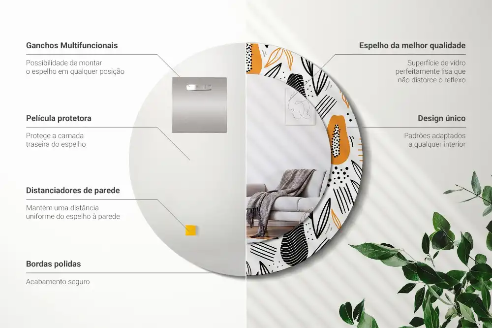 Specchio circolare stampato Papaya