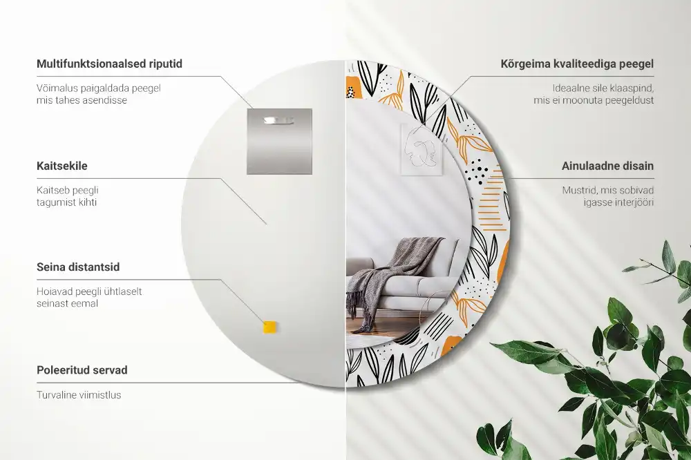 Specchio circolare stampato Papaya