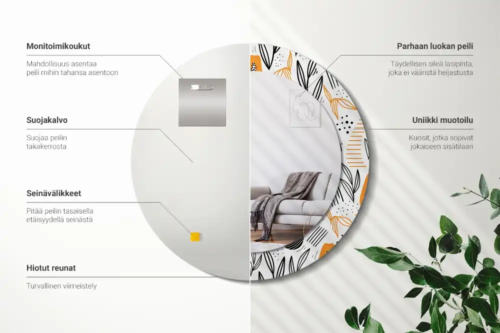 Specchio circolare stampato Papaya