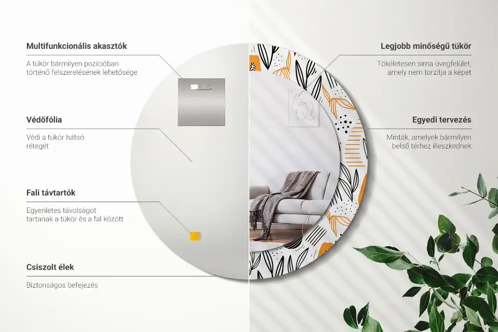 Specchio circolare stampato Papaya